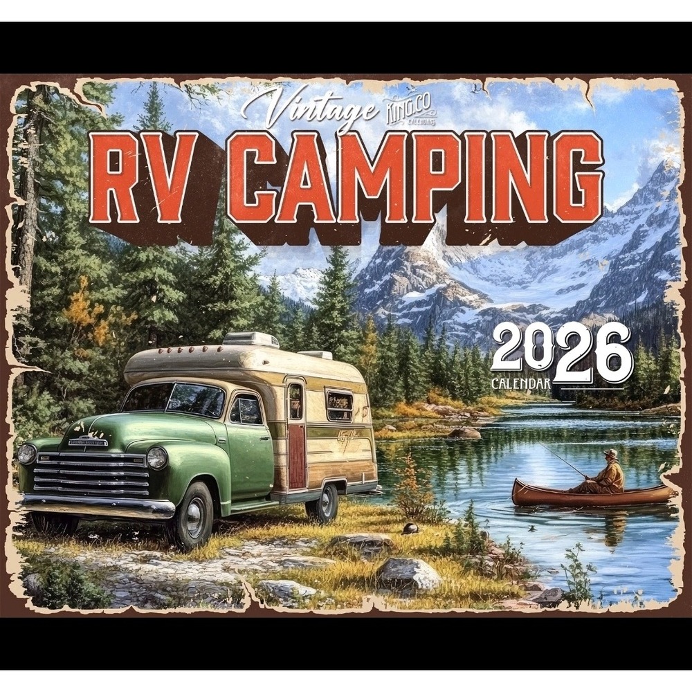 The King Company 2026 RV Camping Wall Calendar 14x22 New Vintage Retro Aesthetic